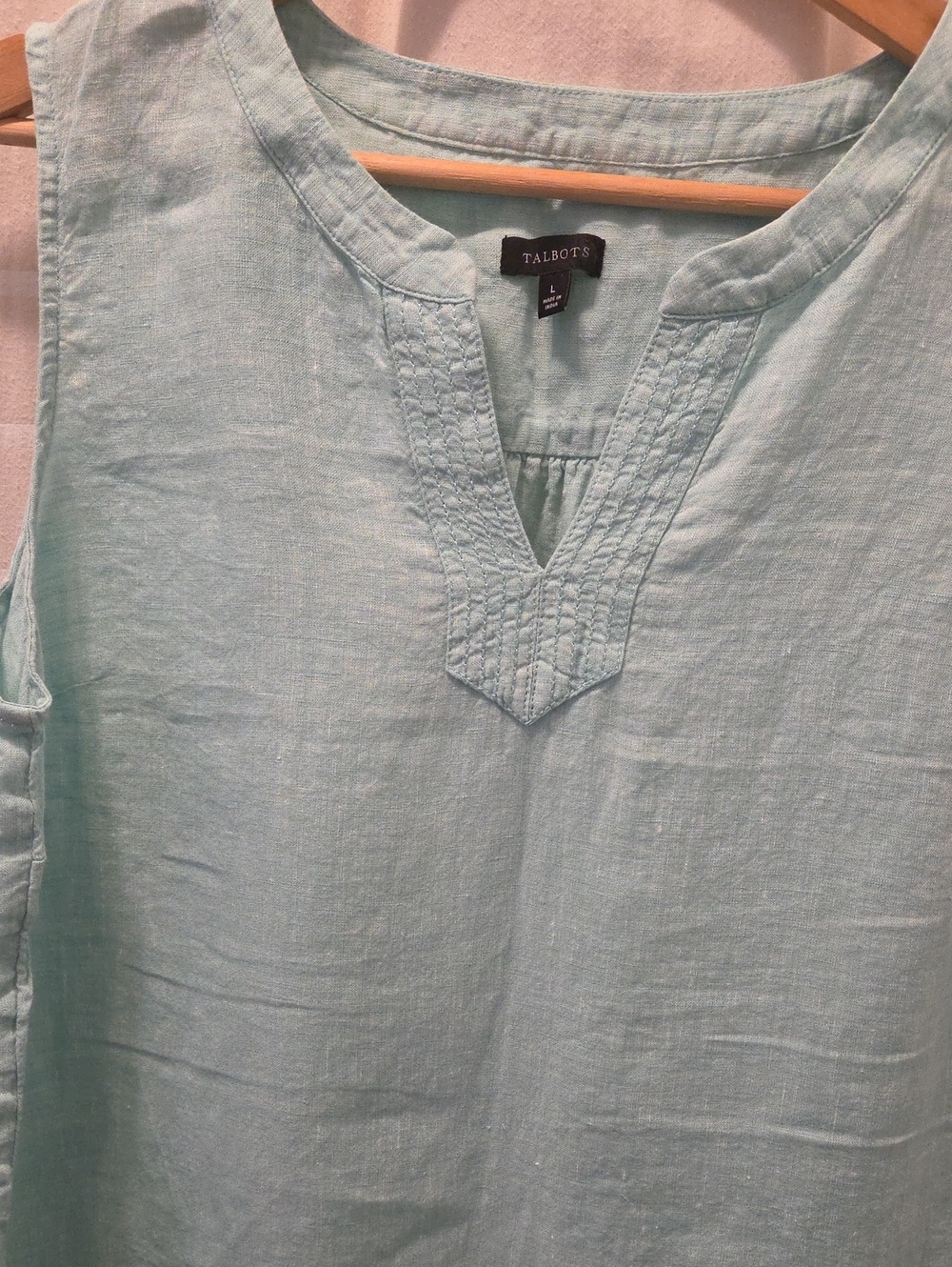 Talbots Mint Green Sleeveless Linen Tunic